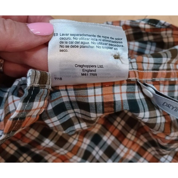 CRAGHOPPERS Men's Nour Short Sleeved Check Shirt | Parka Green Check Size Large - Picture 10 of 10